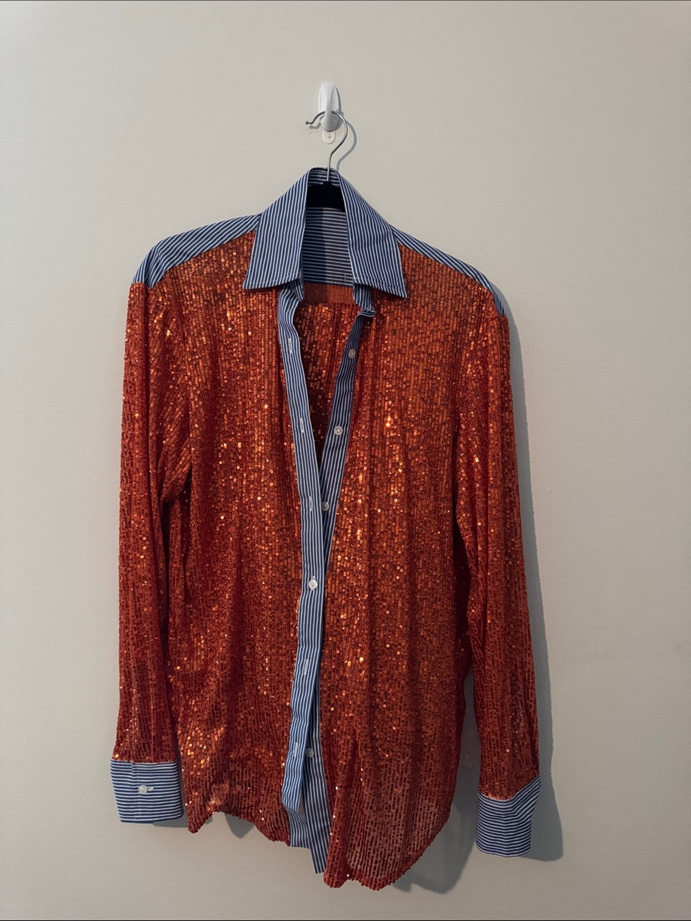 Hand Over Red ex-boyfriend sequin button up shirt